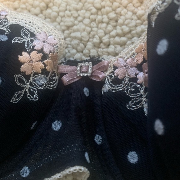 Black Floral Sexy Feminine Pretty FeLiNa  Underwire Lightly Padded Bra 34D - Picture 13 of 14